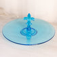 Vintage Fostoria Circular Blue Glass Fleur-de-lis Handle Tidbit Tray