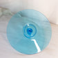 Vintage Fostoria Circular Blue Glass Fleur-de-lis Handle Tidbit Tray