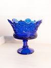 Vintage Fostoria Glass Blue Crown Compote