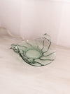 Vintage Fostoria Jamestown Green Glass Handled Dish with Swirl Design