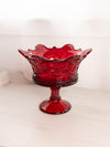 Vintage Fostoria Large Red Amberina Glass Crown Compote (Glows)