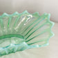 Vintage Fostoria Long Green Oval Opalescent Glass Heirloom Bowl
