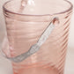 Vintage Fostoria Pink Glass Spiral Optic Ice Bucket with Tongs