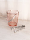 Vintage Fostoria Pink Glass Spiral Optic Ice Bucket with Tongs