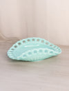 Vintage Fostoria Randolph Aqua Milk Glass Oval Lattice Edge Curved Dish