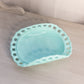 Vintage Fostoria Randolph Aqua Milk Glass Oval Lattice Edge Curved Dish