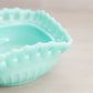 Vintage Fostoria Randolph Aqua Milk Glass Square Bowl with Lattice Edge