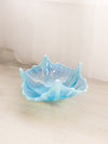 Vintage Fostoria Square Blue Opalescent Glass Heirloom Crinkle Bowl