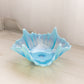 Vintage Fostoria Square Blue Opalescent Glass Heirloom Crinkle Bowl