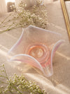 Vintage Fostoria Square Pink Opalescent Glass Seascape Dish
