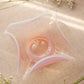 Vintage Fostoria Square Pink Opalescent Glass Seascape Dish