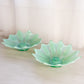 Vintage Fostorial Green Opalescent Glass Heirloom Candleholders (Set of 2)