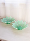 Vintage Fostorial Green Opalescent Glass Heirloom Candleholders (Set of 2)