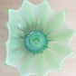 Vintage Fostorial Green Opalescent Glass Heirloom Candleholders (Set of 2)