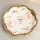 Vintage French Cream Ceramic Hand-Painted Floral & Bow Plate