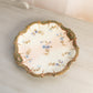 Vintage French Cream Ceramic Hand-Painted Floral & Bow Plate