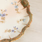 Vintage French Cream Ceramic Hand-Painted Floral & Bow Plate