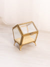 Vintage Glass and Gold Tone Metal Angled Lid Casket Jewelry Box