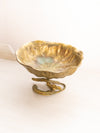 Vintage Medium Brass Lily Pad Compote with Frog