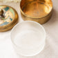 Vintage Gold Tone Lidded Dish w/ Green Details & Glass Insert