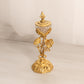 Vintage Gold Tone Metal & Clear Glass Floral Lidded Small Ornate Dish