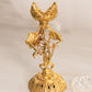 Vintage Gold Tone Metal & Clear Glass Floral Lidded Small Ornate Dish