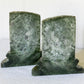 Vintage Green, Brown & Off-White Alabaster Stone Bookends