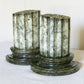 Vintage Green, Brown & Off-White Alabaster Stone Bookends