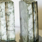 Vintage Green, Brown & Off-White Alabaster Stone Bookends