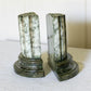 Vintage Green, Brown & Off-White Alabaster Stone Bookends