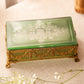 Vintage Green & Clear Glass Rectangular Gold Detail Lidded Box
