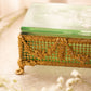 Vintage Green & Clear Glass Rectangular Gold Detail Lidded Box