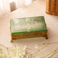 Vintage Green & Clear Glass Rectangular Gold Detail Lidded Box