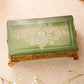 Vintage Green & Clear Glass Rectangular Gold Detail Lidded Box