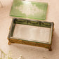 Vintage Green & Clear Glass Rectangular Gold Detail Lidded Box