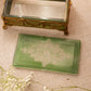 Vintage Green & Clear Glass Rectangular Gold Detail Lidded Box