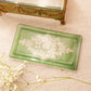 Vintage Green & Clear Glass Rectangular Gold Detail Lidded Box