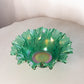 Vintage Green Iridescent Fenton Glass Wildflower Ruffled Bowl