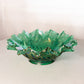 Vintage Green Iridescent Fenton Glass Wildflower Ruffled Bowl