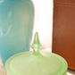 Vintage Green Frosted Glass Lidded Footed Dish with Finial