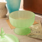 Vintage Green Frosted Glass Lidded Footed Dish with Finial