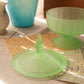Vintage Green Frosted Glass Lidded Footed Dish with Finial