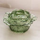 Vintage LE Smith Green Glass Cabbage Leaf Lidded Dish