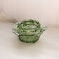 Vintage LE Smith Green Glass Cabbage Leaf Lidded Dish