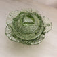 Vintage LE Smith Green Glass Cabbage Leaf Lidded Dish