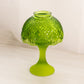 Vintage Green Glass Fairy Lamp with Diamond Designs and Satin Base