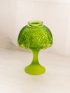 Vintage Green Glass Fairy Lamp with Diamond Designs and Satin Base