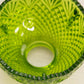Vintage Green Glass Fairy Lamp with Diamond Designs and Satin Base