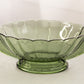 Vintage Green Glass Val St Lambert Romeo Handled Bowl (Made in Belgium)