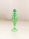Vintage Green Uranium Glass Footed Perfume Bottle (Glows)